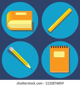1st september school, university vector illustration with book, notebook, ruler and pencil
