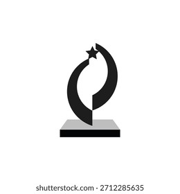1st trophy award champion vector symbol design