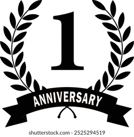 1st year anniversary, Black Leaves, Black rank, Black circular laurel foliate, Laurel Leave, laurel wreath, Laurel Leaves with ribbon, one year anniversary in Black