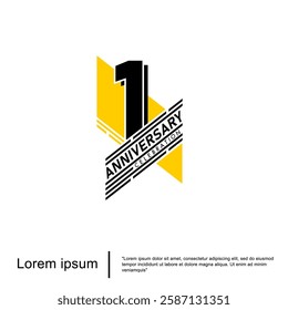 1st year anniversary celebration emblem. anniversary logo isolated with geometric badge on white background. vector illustration template design for web, flyers, poster,  greeting or invitation card