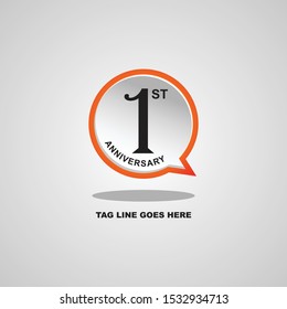 1st year anniversary logo, celebrating with black colors and isolated on white background, vector design.eps10