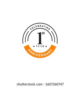 1st Year Anniversary Logo Design Vector Illustration Template