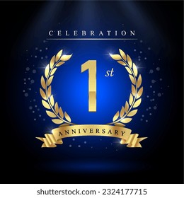 1st year celebration anniversary logo vector isolated on dark blue background