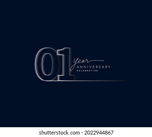 1st years anniversary celebration logotype with linked number. Simple and modern design, vector design for anniversary celebration.