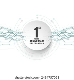 1st years anniversary celebration vector template design illusration