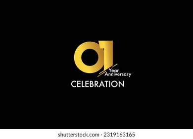 1th, 1 years, 1 year anniversary gold color on black background abstract style logotype. anniversary with gold color isolated on black background, vector design for celebration vector