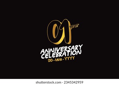 1th, 1 years, 1 year anniversary gold color on black background abstract style logotype. anniversary with gold color isolated on black background, vector design for celebration vector