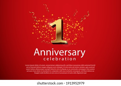 1th anniversary background with 3D number illustration