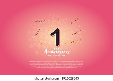 1th anniversary background with 3D number illustration