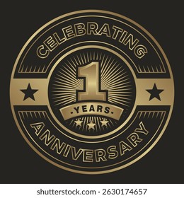 1th anniversary logo icon. 1 years celebrating anniversary emblem logo