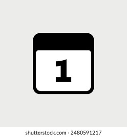 1th day of the month, minimalist calendar. Vector icon