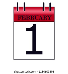 1th February Vector illustration desk calendar on white background black lettering