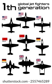 1th generation global jet fighters vector illustration