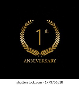 1th golden anniversary logo,with Laurel Wreath ,Vector Illustration
