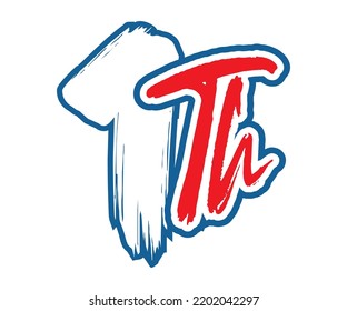 1th Ordinal Number counting vector art illustration with stunning font on red trim blue on white background