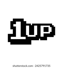 1UP Gaming Pixel. 1up icon. Video games. Retro graphic. 8bit. Pixel art