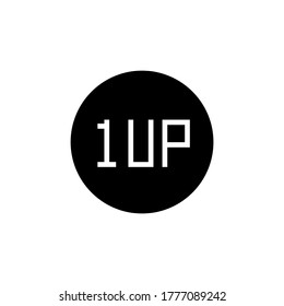 1up icon in black flat glyph, filled style isolated on white background