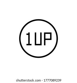 1up icon  in black line style icon, style isolated on white background