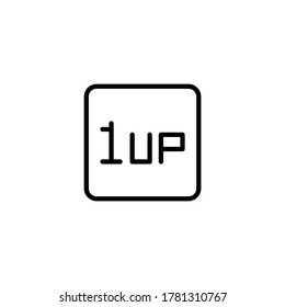 1up icon  in black line style icon, style isolated on white background