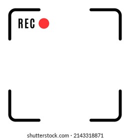 1x1 square camera video frame. Camcorder ui overlay. Videocamera frame with record indicator