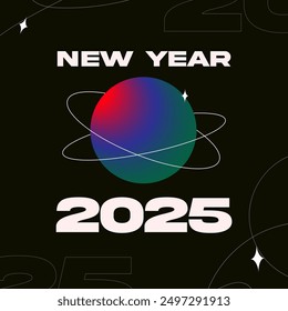 Un cartel de Vector de 1x1 en estilo moderno de diseño urbano que celebra la Nueva Nochevieja de 2025.