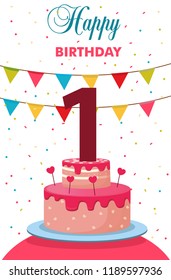 1-year card with cake