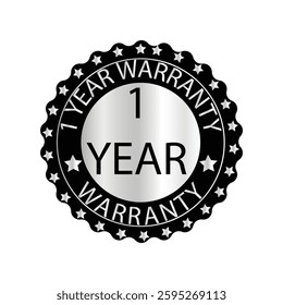  1-year guarantee badge with a metallic finish for authenticity."