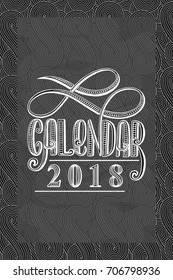 2 0 1 7 calendar cover, lettering composition, vector illustration