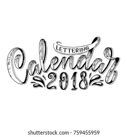 2 0 1 8 calendar cover, lettering composition vector illustration