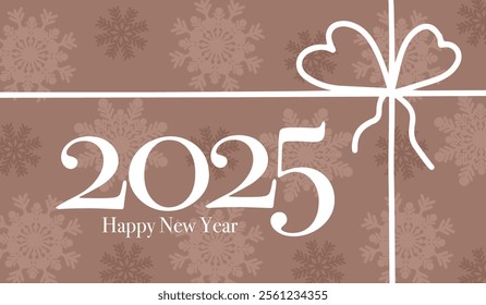 2 0 2 5  new year banner with snowflakes, simple bon and lettering 