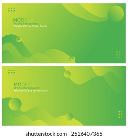 2 en 1 fondo de ondas modernas verdes diseñado en estilo de movimiento fluido. Formato de archivo EPS editable.