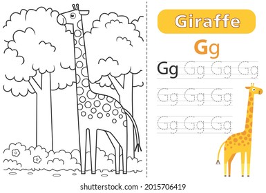 2 in 1 worksheet coloring and alphabet tracing for preschool children learning, editable vector eps 10, printable. 