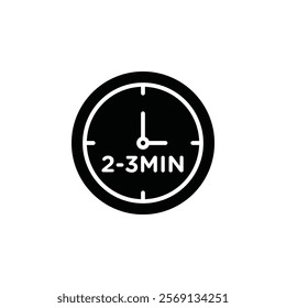 2 to 3 Minutes preparation icon Vector flat thin line illustration