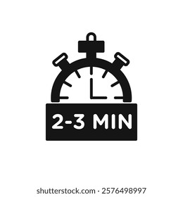 2 to 3 Minutes preparation icon Simple thin line flat symbol