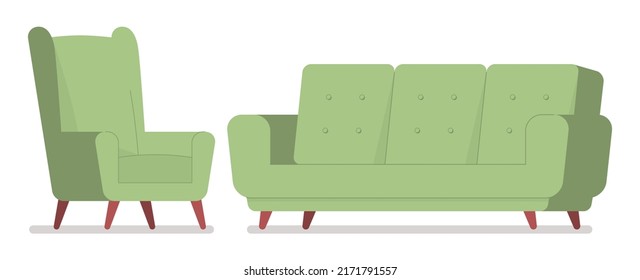 
2 and 3 seater green sofa