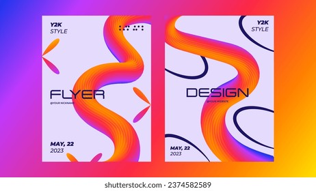 2 Abstract Blending Posters with Y2k Elements. Promotion and advertising. 
