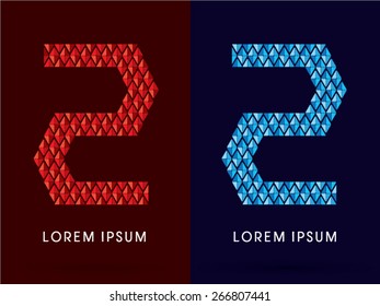 2 Abstract Number, font, concept hot and cool, fire and ice, graphic, vector.