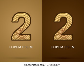 2, Abstract Number, font, concept wood, sign ,logo, symbol, icon, graphic, vector.