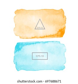 2 Abstract watercolor on a light background.The color splashing in the paper. Hand drawn Vector illustration