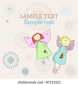 2 angels card for holiday christmas new year birthday