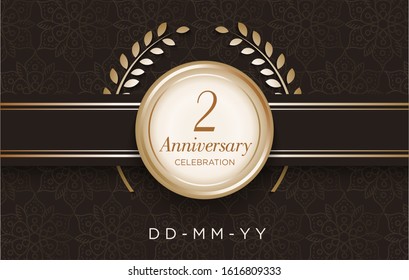 2 Anniversary celebration with luxury design on the pattern background.