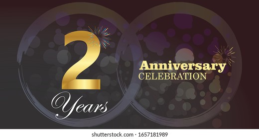 Plantilla vectorial de logotipo de 2 años. Diseño para banner, tarjetas de felicitación o impresión
