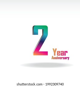 2 Anniversary Vector Illustration, 2 years, Number 2, two