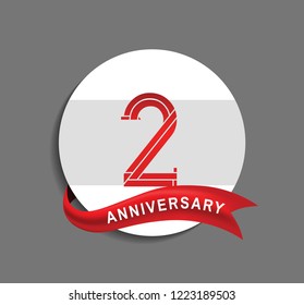 2 anniversary with white circle and red ribbon for celebration event