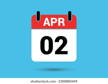 2 de abril Fecha del calendario Icono plano Día 2 Ilustración vectorial