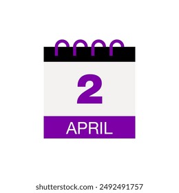 2 april calendar date icon vector eps