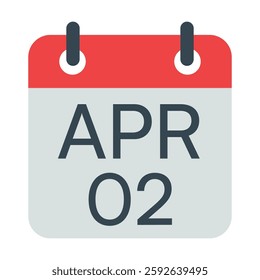 2 April Calendar Icon, Isolated Vector Calendar Icon.