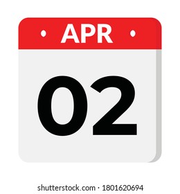 2 April calendar icon, vector illustration