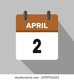 2 april calendar icon vector month date number illustration design