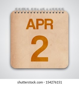 2 April on Old Notebook Vector